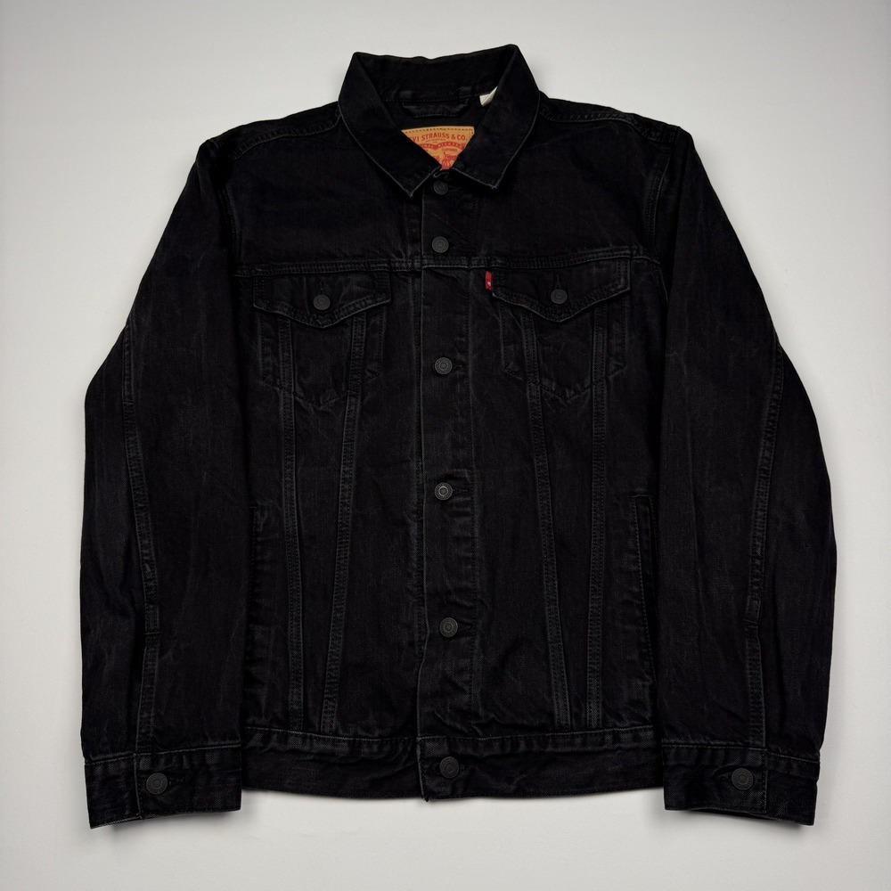 Levi's Jacket Mens XL Black Denim Trucker Button Biker Casual Classic Outdoor